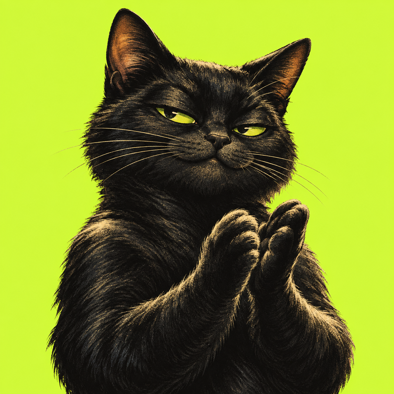 Original black cat giving a smug, sarcastic slow clap